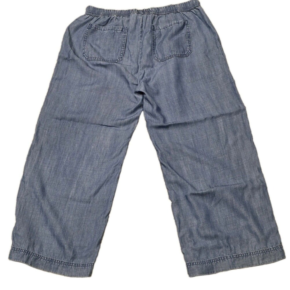 Splendid Blue Lyocell Chambray Wide Leg Crop Pants M - Picture 3 of 9